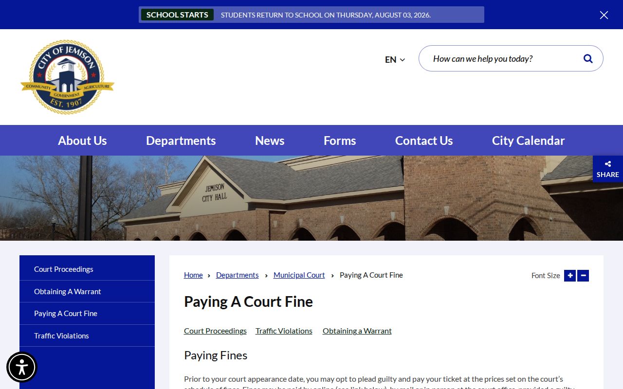 Jemison court docket fine payment instructions