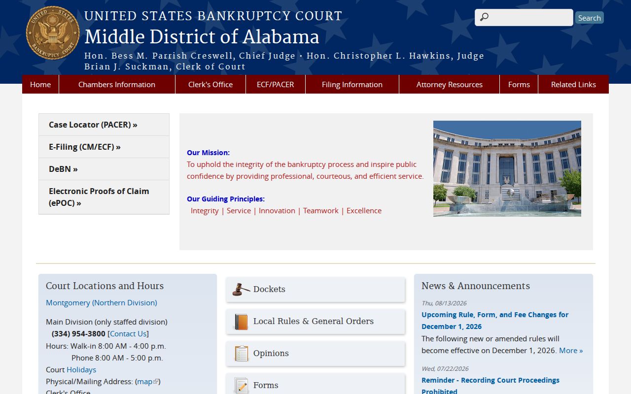Middle District Bankruptcy Court records for Chilton County residents