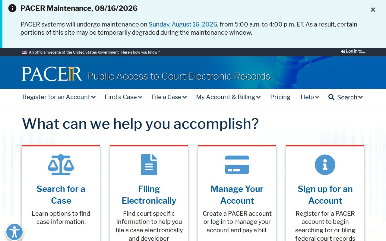 PACER search for federal court records involving Chilton County