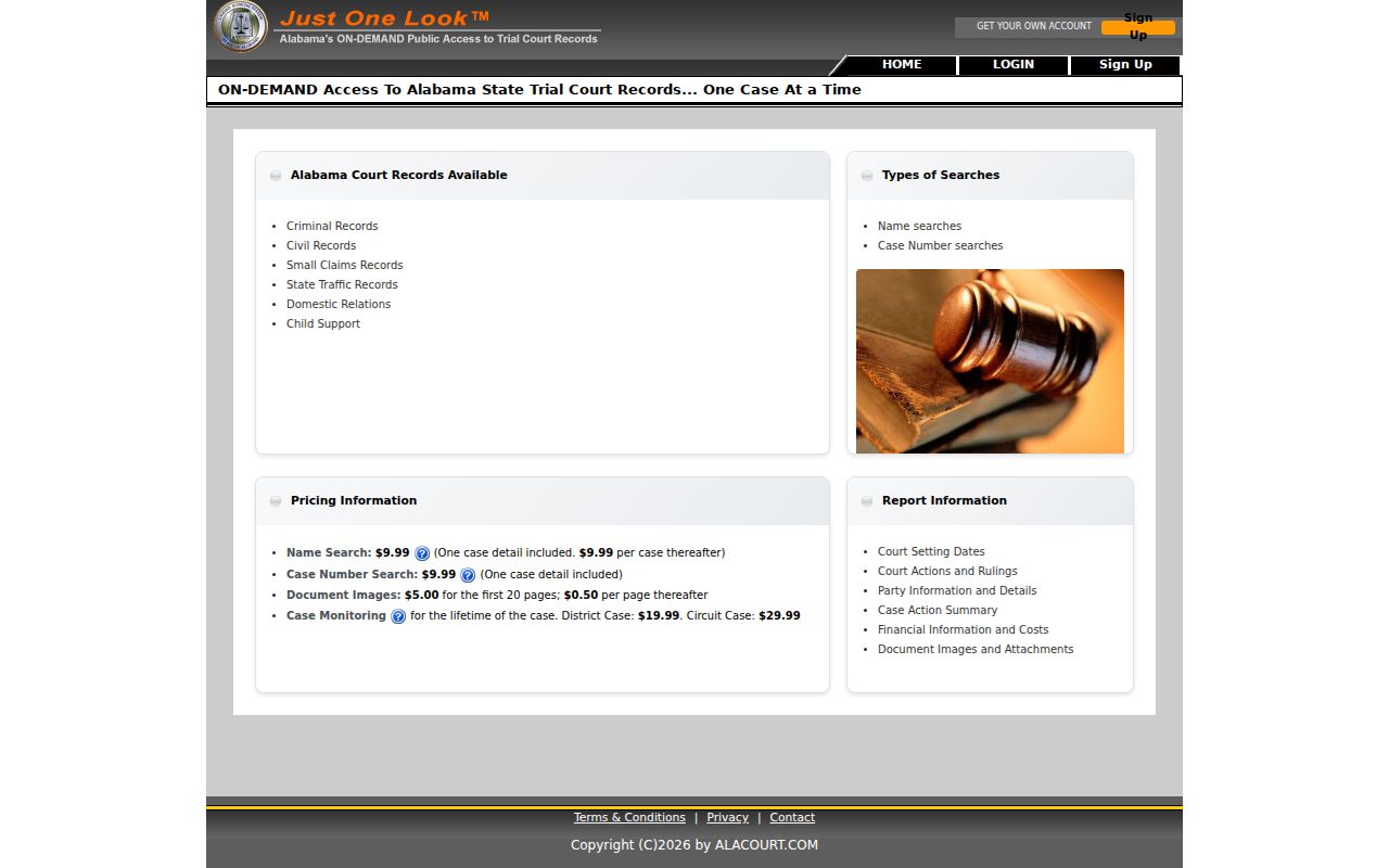 Chilton County case lookup through Alacourt ACCESS