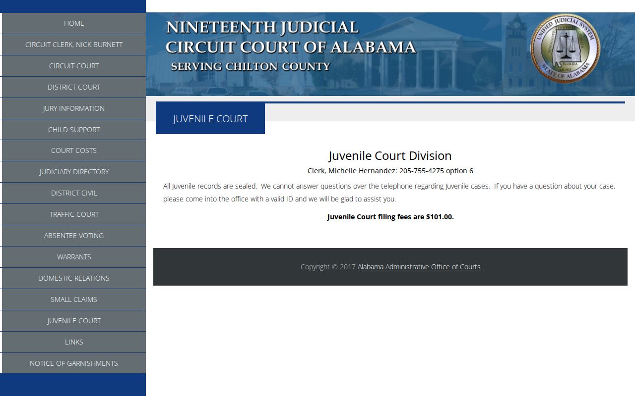 Chilton County juvenile case lookup restriction notice